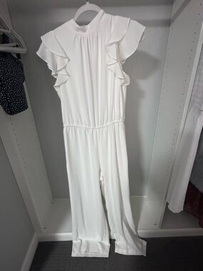 White Bridal Ruffle Sleeve Jumpsuit